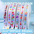 Happy Birthday Printed Ribbon 2 cm x 100 Yards - Rainbow Capital Letters and Balloons - view 2