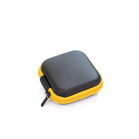 Hard Earphone Case with Inner Mesh Pocket - Yellow