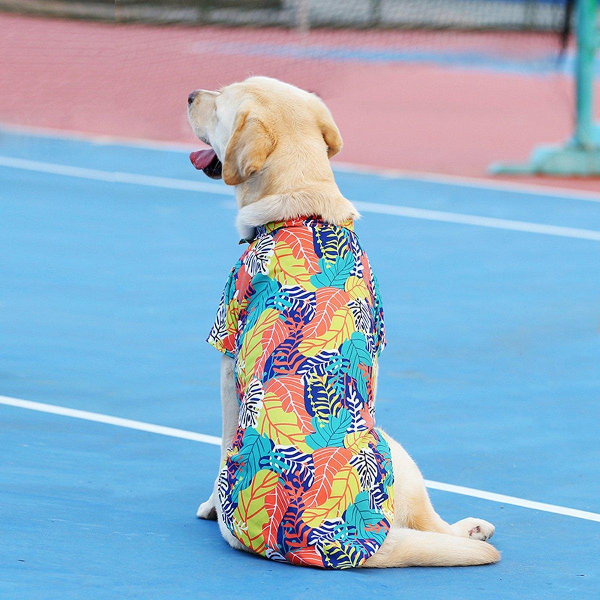 Hawaiian Shirt for Pets - Green Tropical Leaf Print, Size 4XL (Chest 75 cm) - view 4