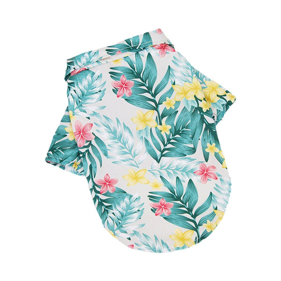 Hawaiian Shirt for Pets - Green Tropical Leaf Print, Size L (Chest 45 cm)