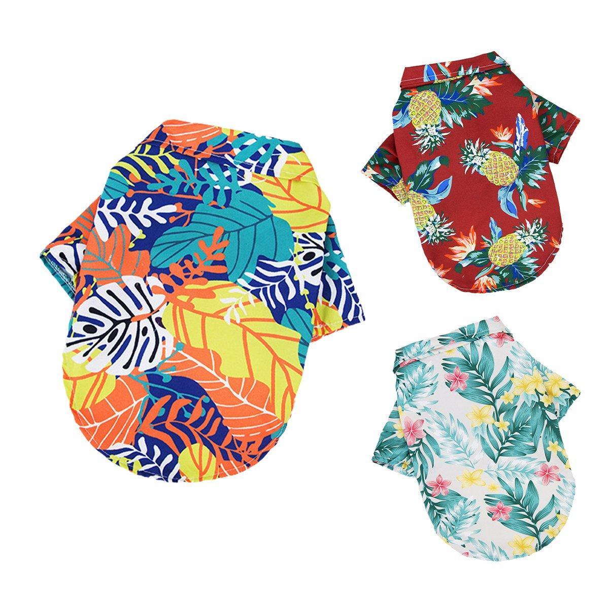Hawaiian Shirt for Pets - Green Tropical Leaf Print, Size L (Chest 45 cm) - view 3