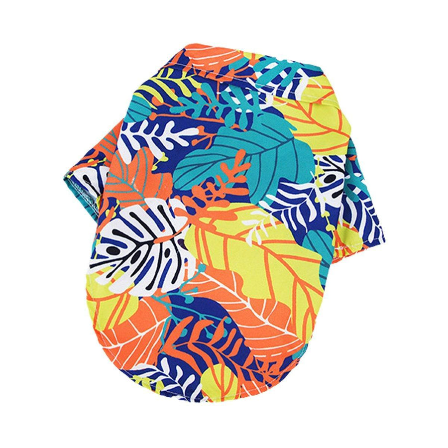 Hawaiian Shirt for Pets - Orange Tropical Leaf Print, Size L (Chest 45 cm)