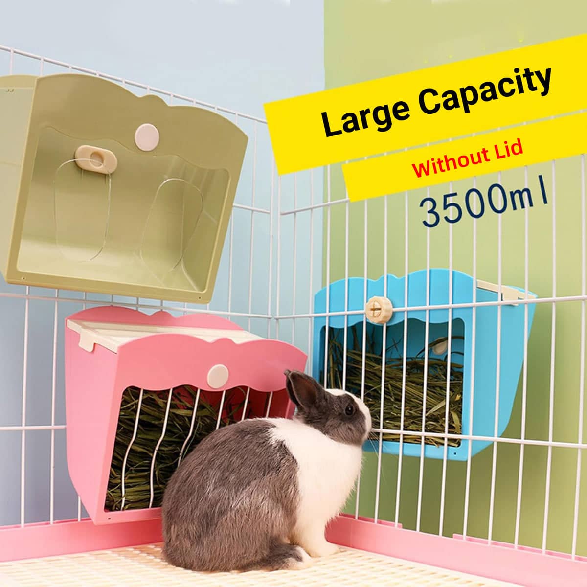 Hay Feeder Rack for Rabbits and Guinea Pigs - Pink, Acrylic Front - view 5
