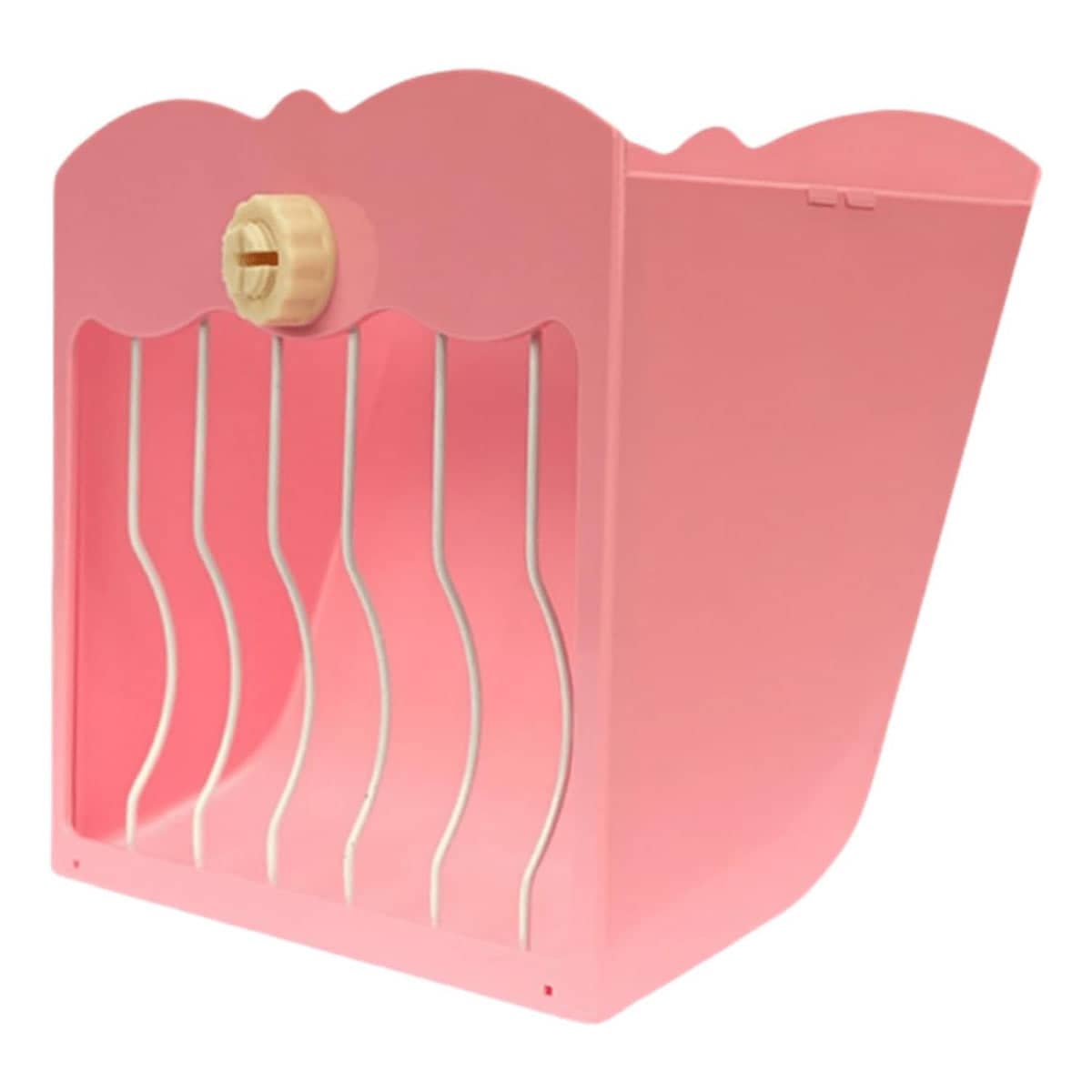 Hay Feeder Rack for Rabbits and Guinea Pigs - Pink, Steel Mesh Front