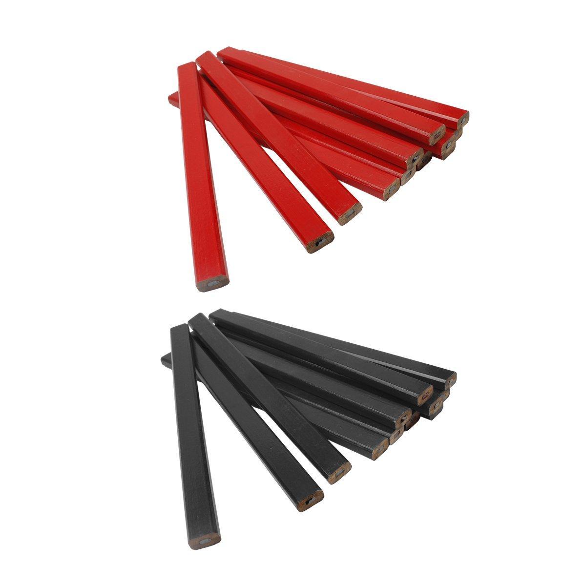 HB Flat Carpenter Marking Pencils, 175 mm, Pack of 12 - Red - view 3