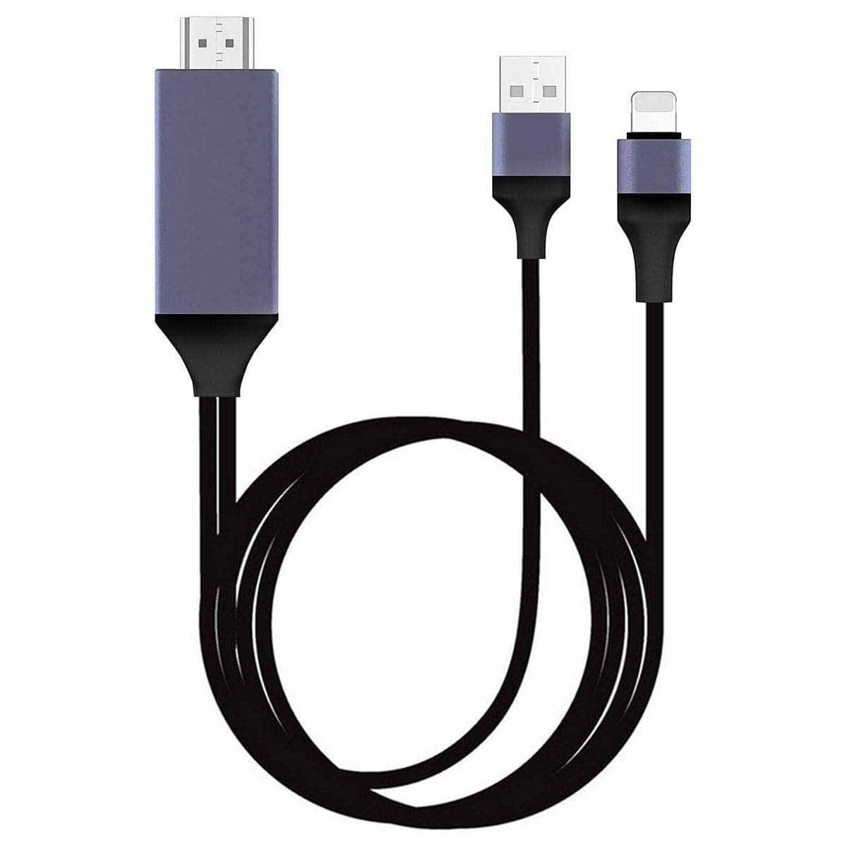 HDMI Cable for iPhone with Lightning Connector, 1080p, 2 m - Black