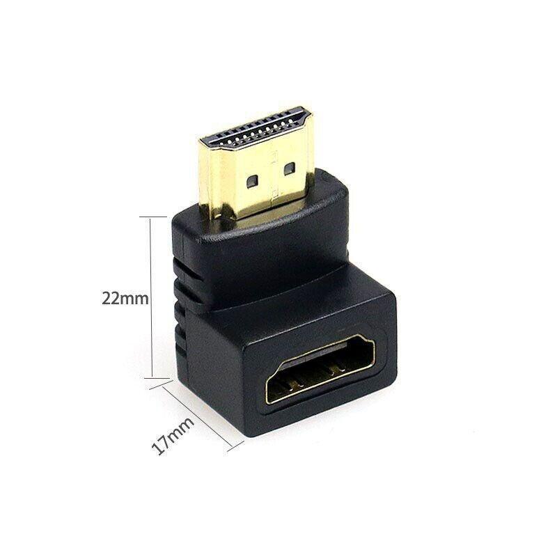 HDMI Right Angle Adapter, Male to Female 90 Degree, Pack of 2 - Black - view 3