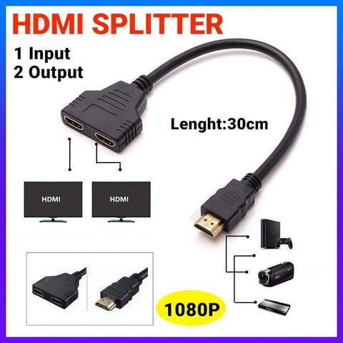 HDMI Splitter 1 Input 2 Output, 1080p 3D - 30cm Cable