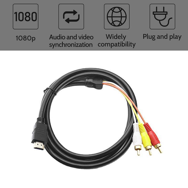 HDMI to 3 RCA Video Audio Adapter Cable - 1.5 m, Gold Plated - view 4