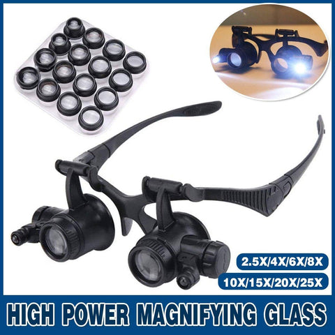 Head Mounted Magnifier with LED Light and 16 Lenses for Jewellery and Watch Repair