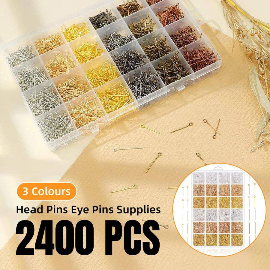 Head Pin and Eye Pin Set for Jewellery Making, Pack of 2400