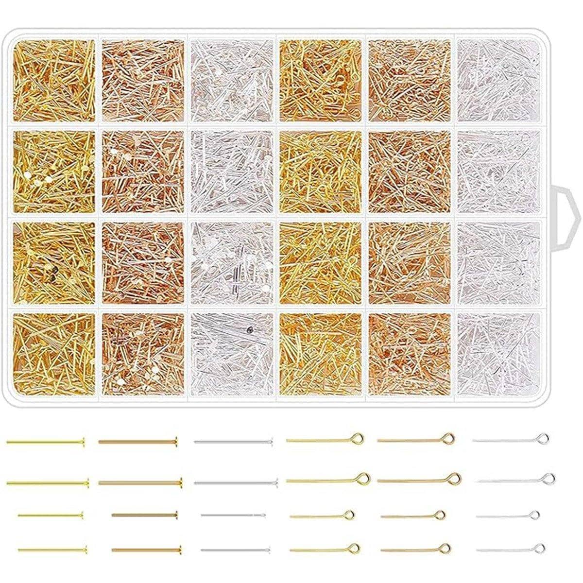 Head Pin and Eye Pin Set for Jewellery Making, Pack of 2400 - view 2