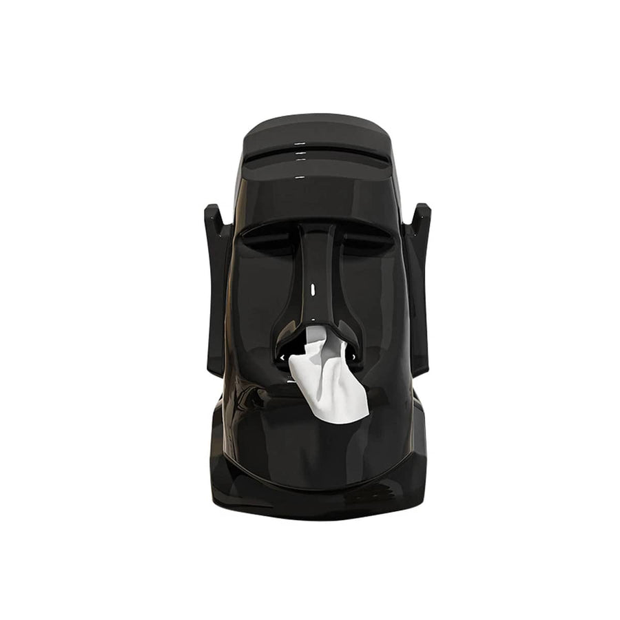 Head-Shaped Tissue Box with Headphone and Glasses Stand - Black