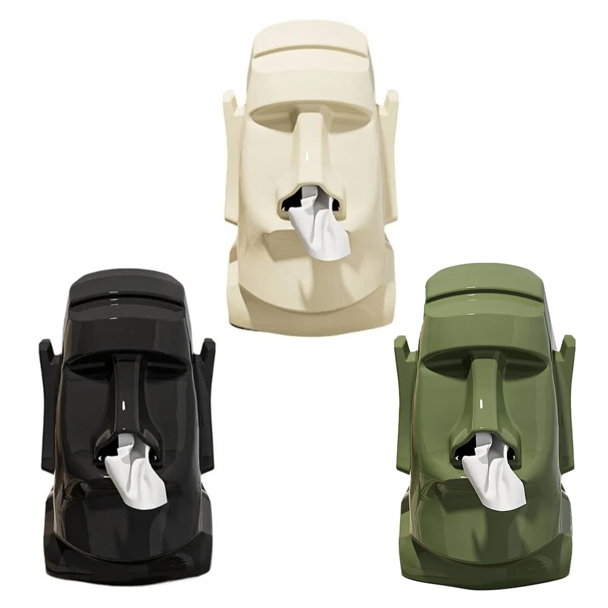 Head-Shaped Tissue Box with Headphone and Glasses Stand - Black - view 3