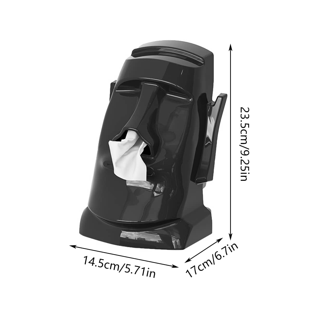 Head-Shaped Tissue Box with Headphone and Glasses Stand - Black - view 4