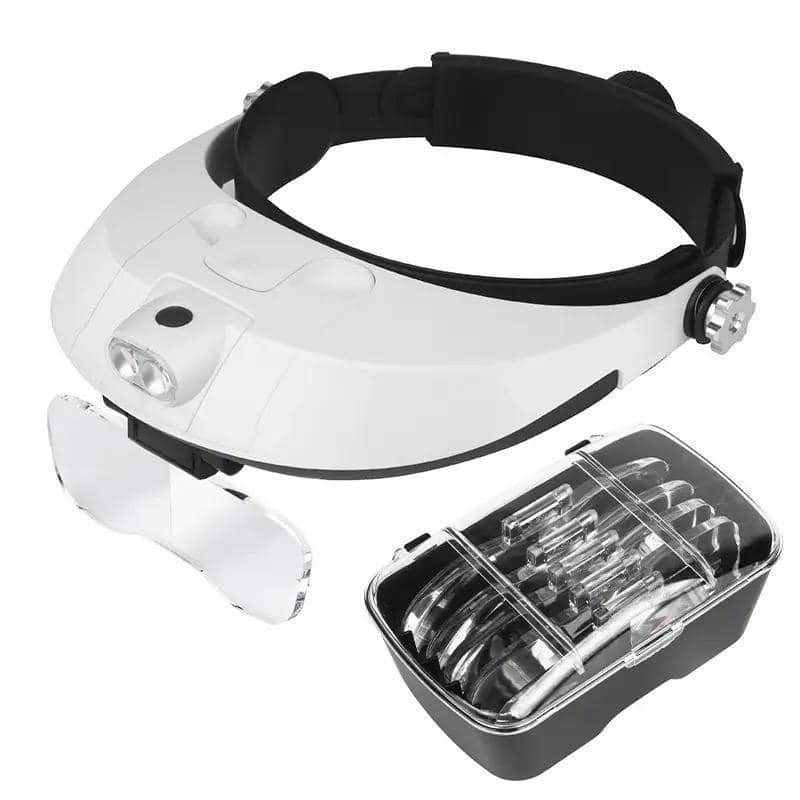 Headband Magnifier with LED Light and 5 Lenses for Reading and Jewellery Work - view 2