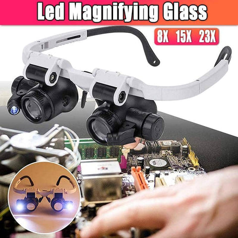 Headband Magnifying Glasses with LED Light, 8x, 15x and 23x Magnification