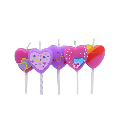 Heart Birthday Cake Candles - Patterned Hearts