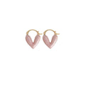 Heart Dangle Earrings with Pink Enamel and Latch Backs - view 2