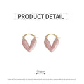Heart Dangle Earrings with Pink Enamel and Latch Backs - view 3