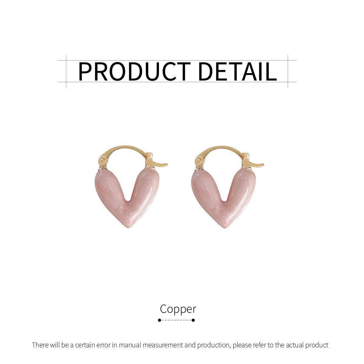 Heart Dangle Earrings with Pink Enamel and Latch Backs - view 3