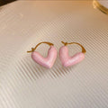 Heart Dangle Earrings with Pink Enamel and Latch Backs - view 5