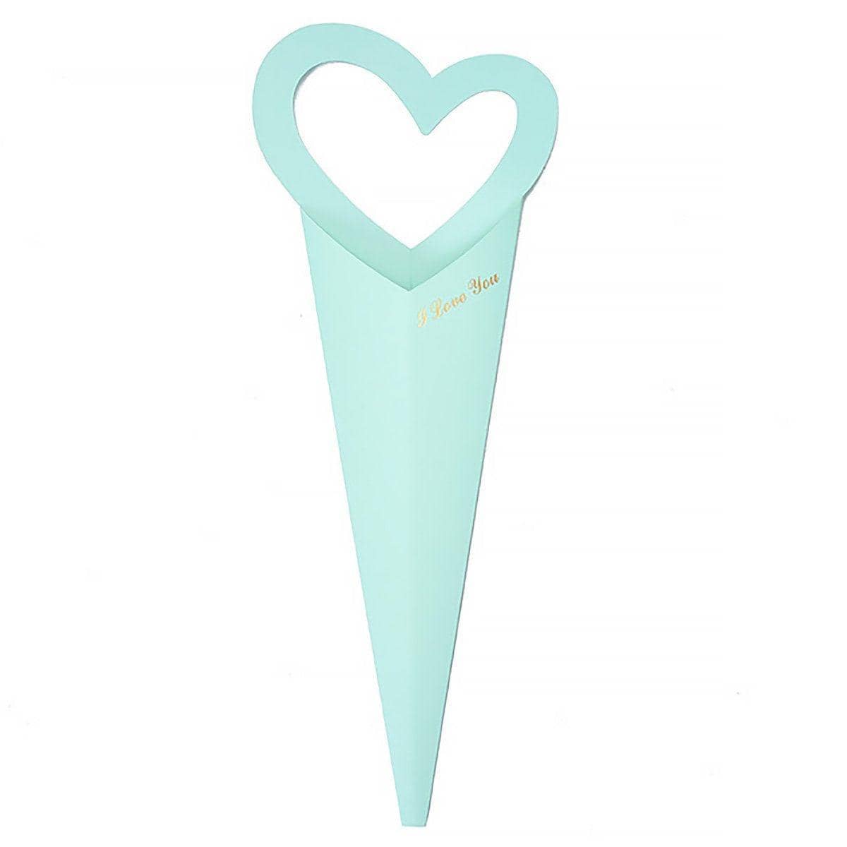 Heart Handle Single Flower Gift Boxes - Aqua Blue, Pack of 50