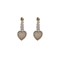 Heart Love Stud Earrings with Faux Pearls and Rhinestones for Women - view 2