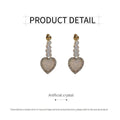 Heart Love Stud Earrings with Faux Pearls and Rhinestones for Women - view 3
