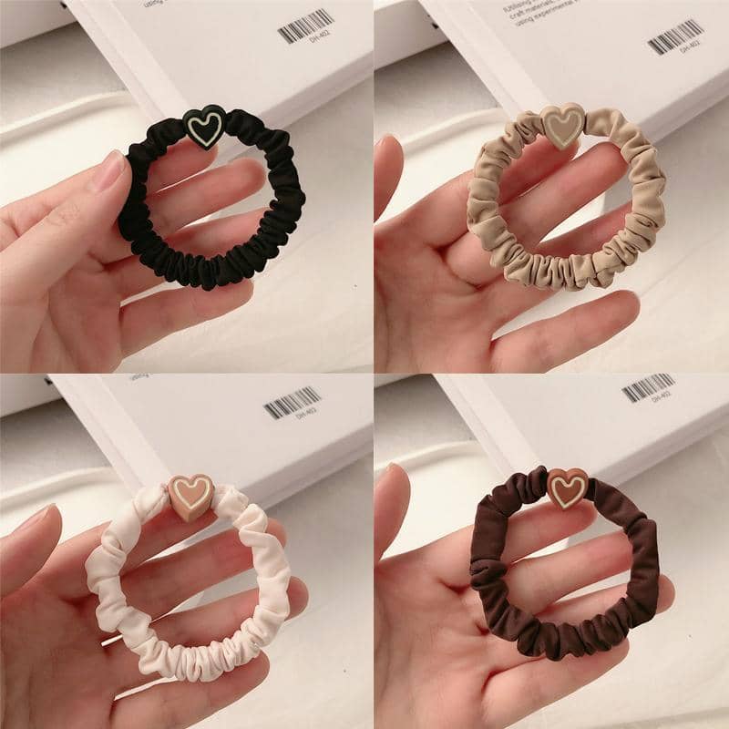 Heart Motif Fabric Scrunchies, Pack of 5 - Elastic Ponytail Holders - view 3
