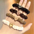 Heart Motif Fabric Scrunchies, Pack of 5 - Elastic Ponytail Holders - view 4