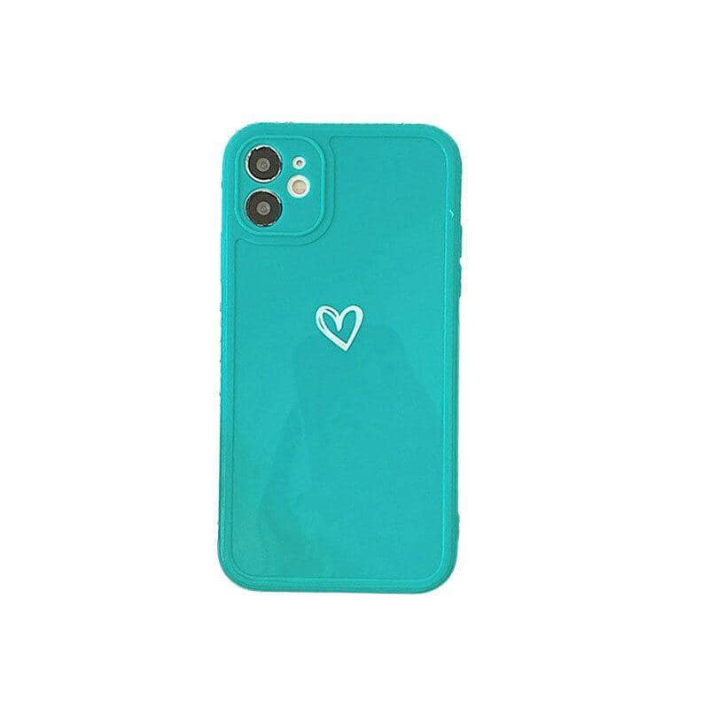 Heart Pattern Shockproof Phone Case for iPhone 12 Pro Max - Teal