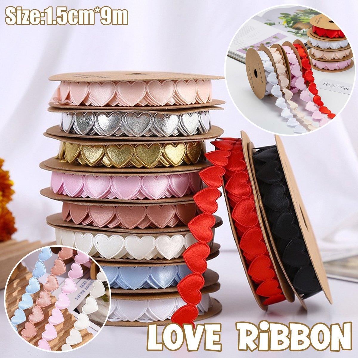 Heart Satin Ribbon Roll, 1.5 cm x 9 m - Champagne - view 2