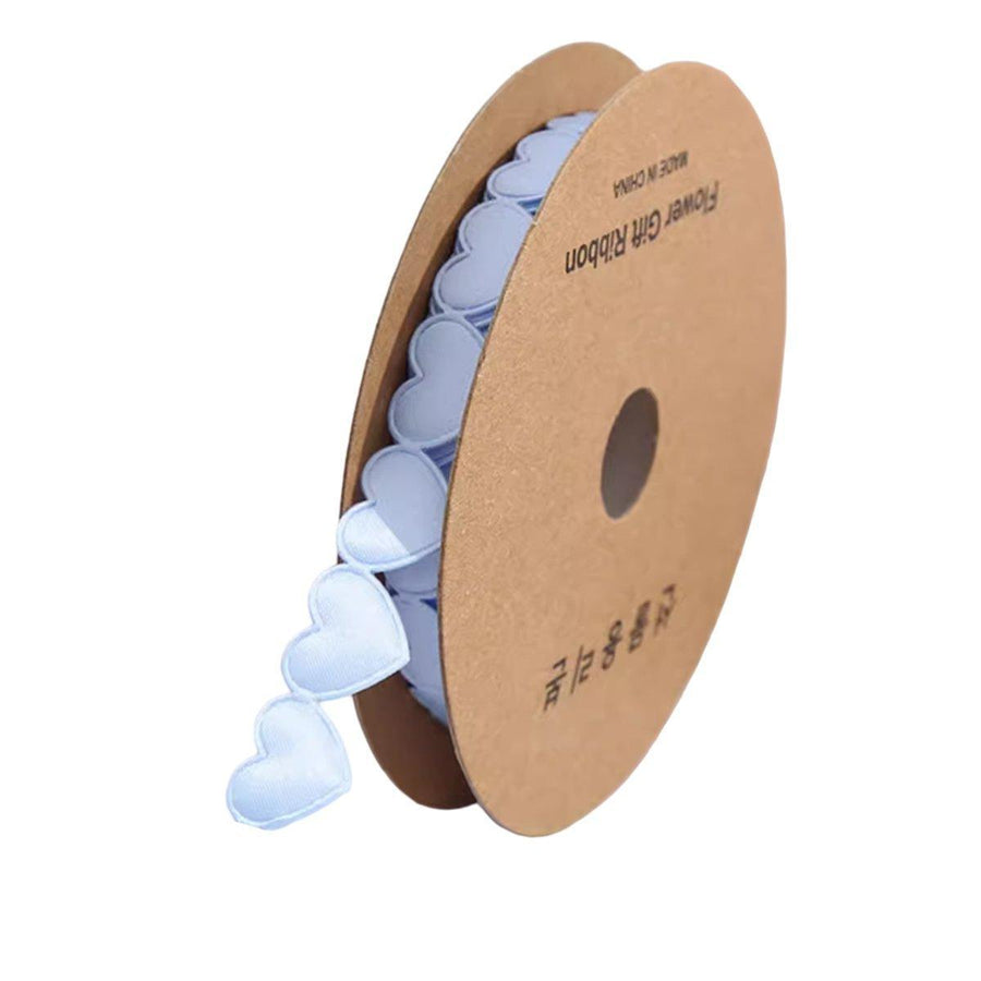 Heart Satin Ribbon Roll, 1.5 cm x 9 m - Light Blue