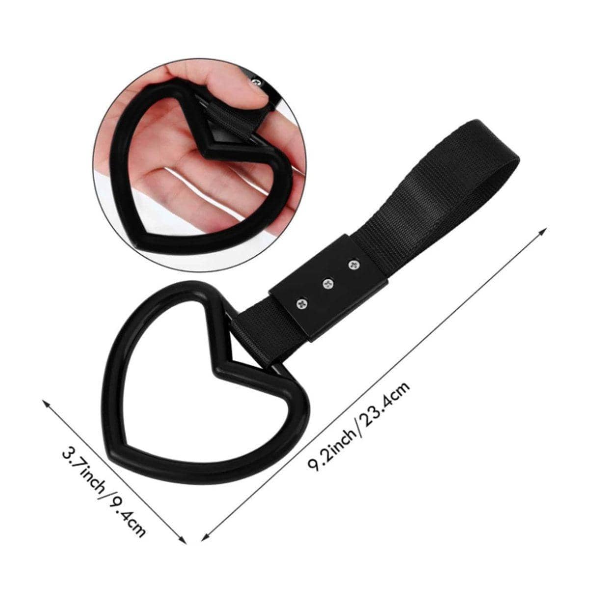 Heart Shaped Car Decorative Pull Ring, Rear Bumper Warning Ring or Interior Handle, Black - view 3