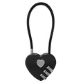 Heart Shaped Combination Cable Lock for Luggage and Bags - Black