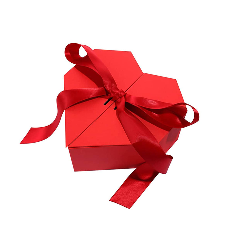 Heart Shaped Gift Box with Satin Ribbon, 21 x 23 x 10 cm - Red