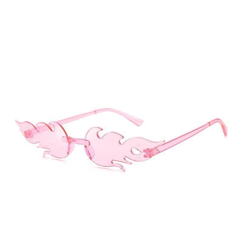 Heart Shaped Rimless Sunglasses for Adults, Unisex - C5 Pink