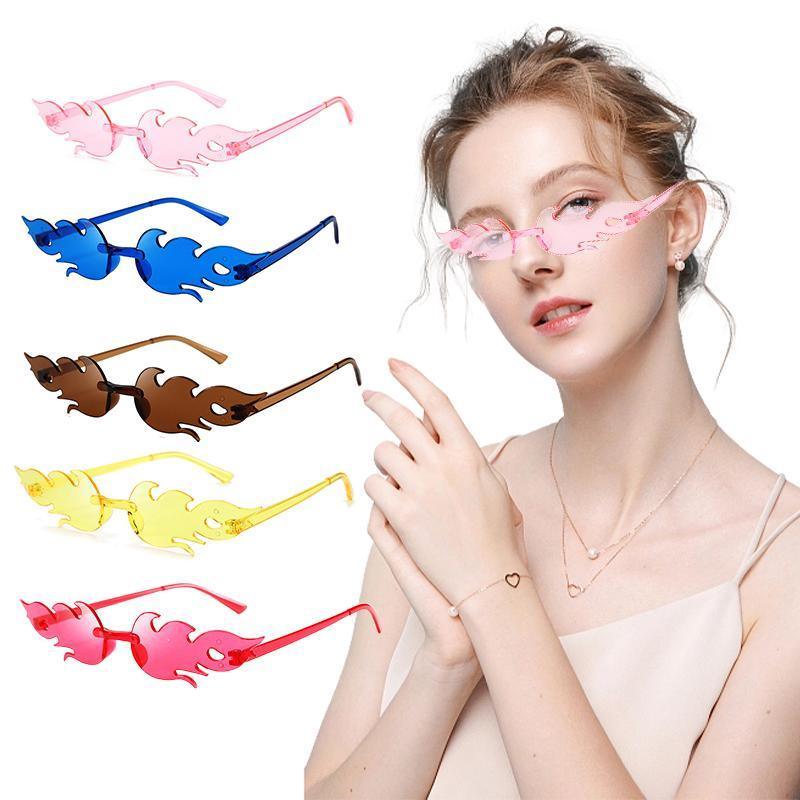 Heart Shaped Rimless Sunglasses for Adults, Unisex - C5 Pink - view 11
