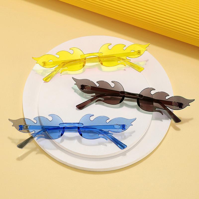 Heart Shaped Rimless Sunglasses for Adults, Unisex - C9 Yellow - view 4