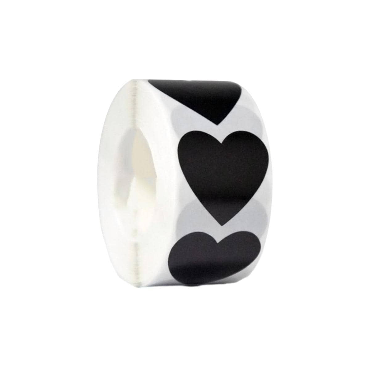 Heart Shaped Self Adhesive Stickers, 8 Rolls of 500 - Black