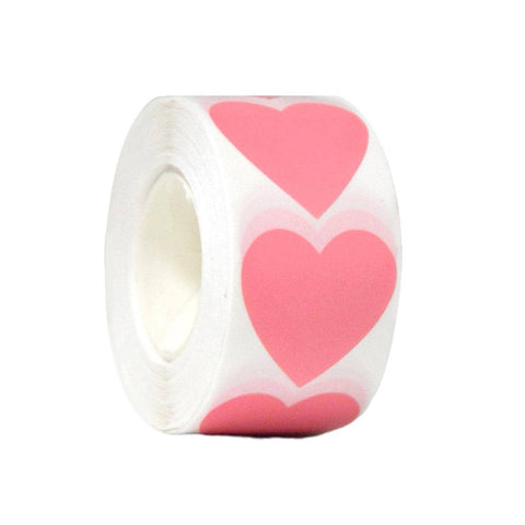 Heart Shaped Self Adhesive Stickers, 8 Rolls of 500 - Pink