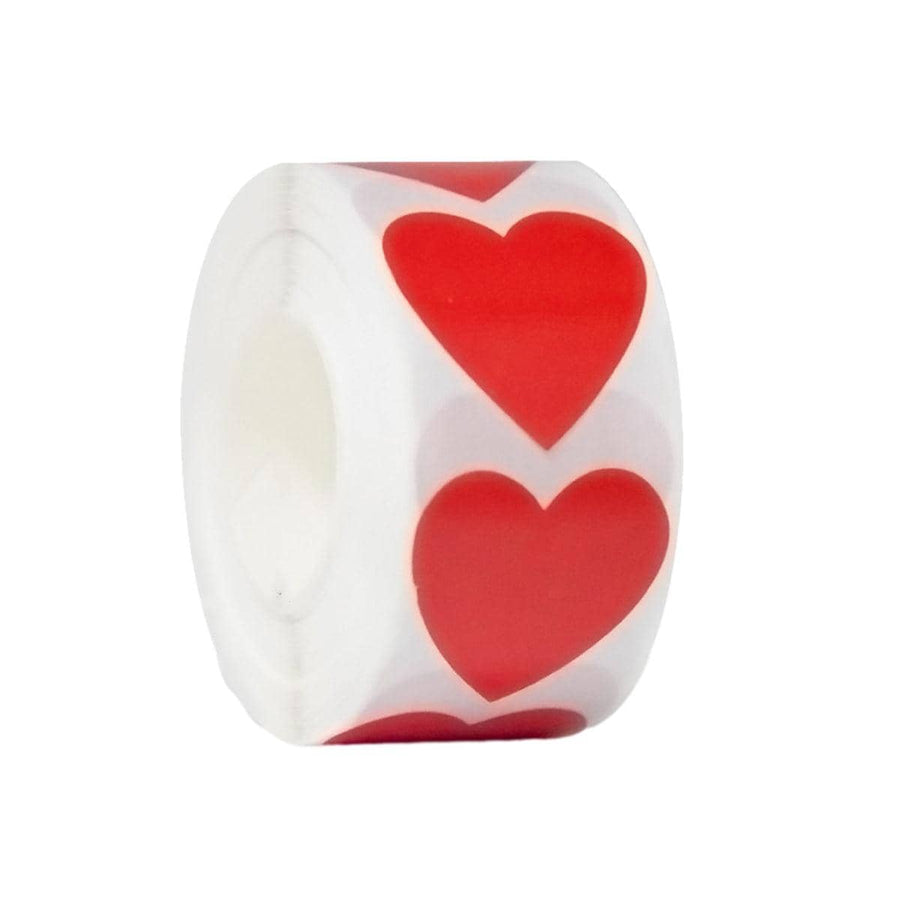 Heart Shaped Self Adhesive Stickers, 8 Rolls of 500 - Red