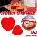 Heart Shaped Silicone Cake Moulds, Set of 4, 2 Sizes - Red