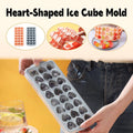Heart Shaped Silicone Ice Cube Tray Set - 21 Grids, Pink and Blue, Food Grade