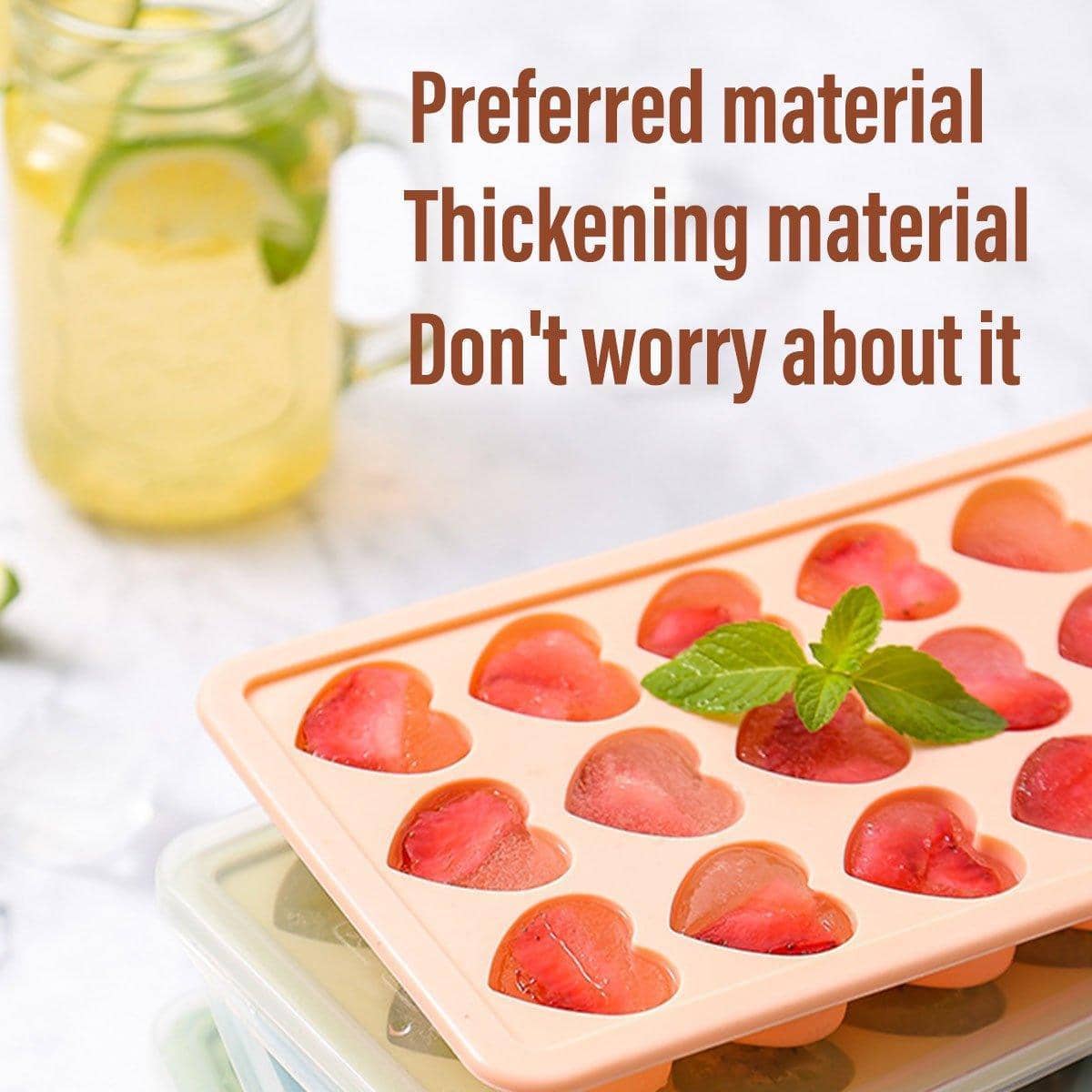 Heart Shaped Silicone Ice Cube Tray Set - 21 Grids, Pink and Blue, Food Grade - view 5