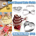 Heart Shaped Stainless Steel Cake Mould Set, 10 cm, 15 cm and 20 cm, Pack of 3