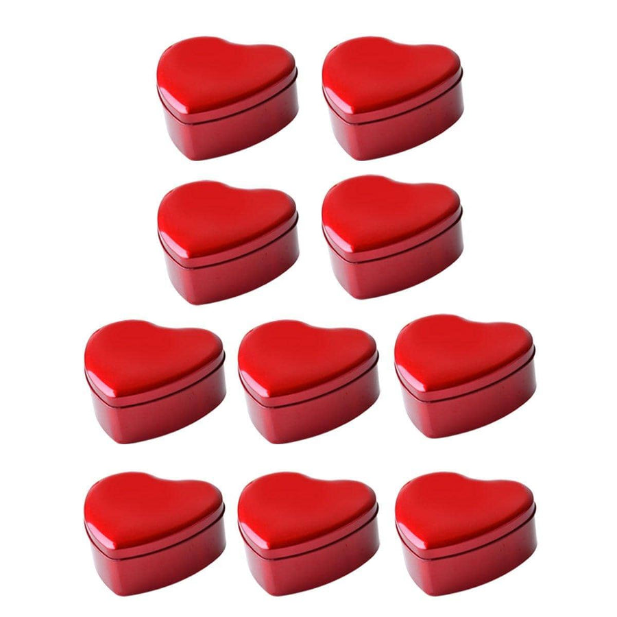 Heart Shaped Tinplate Gift Boxes, Pack of 10 - Small 7 x 7 x 3.6cm