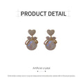 Heart Stud Earrings with Crystal Bow and Pearl Drop for Women, Fashion Gift - view 3