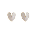 Heart Stud Earrings for Women - White Heart